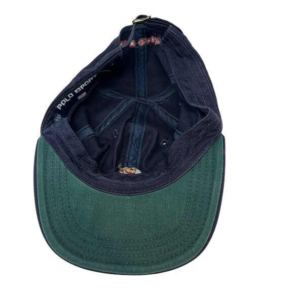 Polo Sport Ralph Lauren Sit Down Bear Embroidered Strapback Hat Cap Vintage Dad - Picture 7 of 11